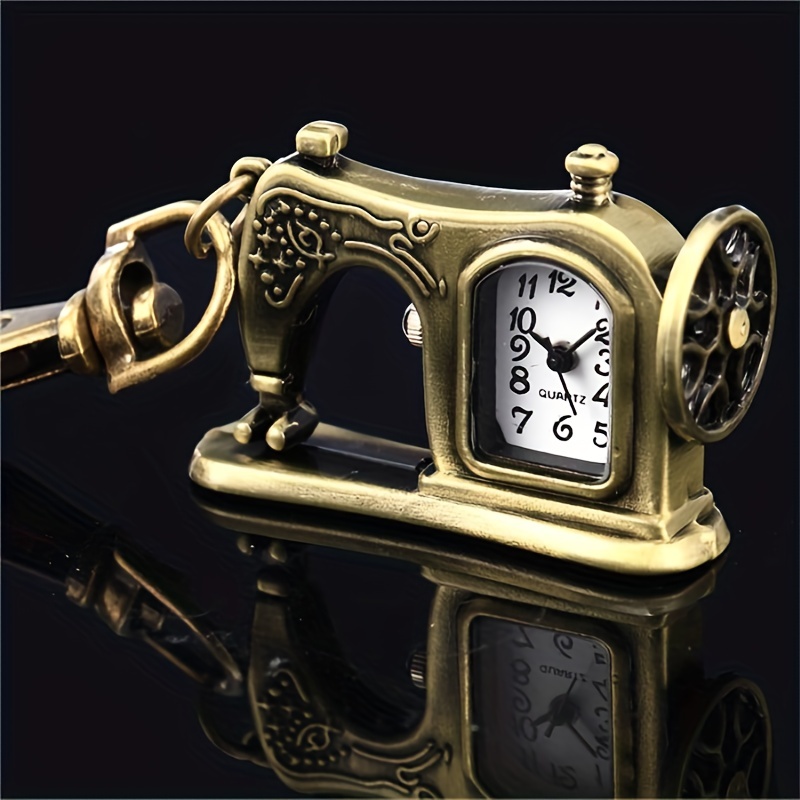 Vintage Pocket Watch Necklace Sewing Machine Keychain Watch Retro Pendant Timepiece