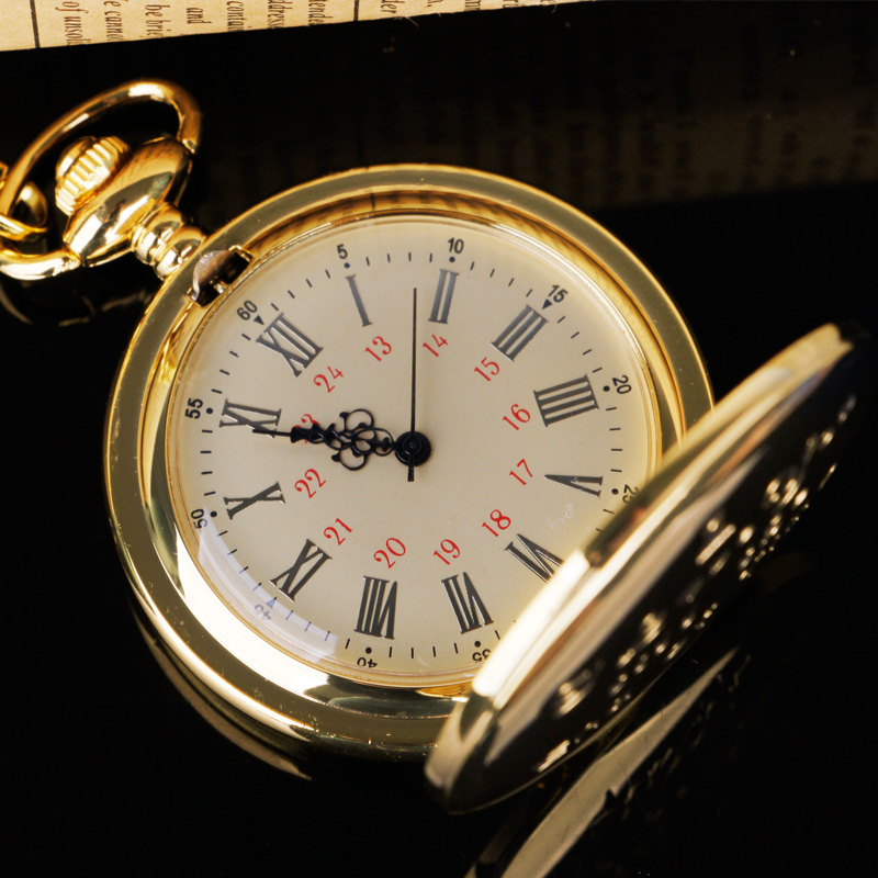 I Love You Couple Gift Watch Pendant, Luxury Golden Quartz Pocket Watch, High Quality Fashionable Christmas Gift