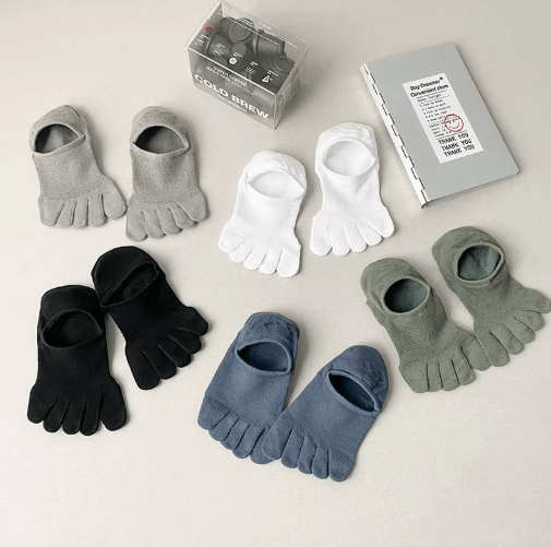 5 Pairs Invisible Toe Socks – Breathable Cotton Five Finger No-Show Socks