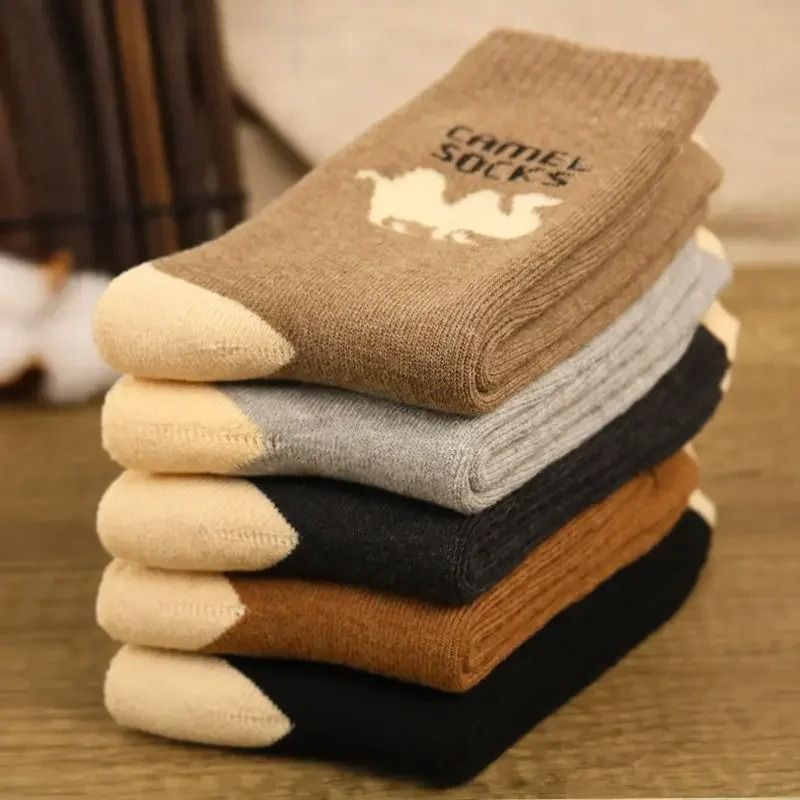 5 Pairs Mens Winter Warm Socks Thick Fleece Terry Comfortable Long Casual Socks