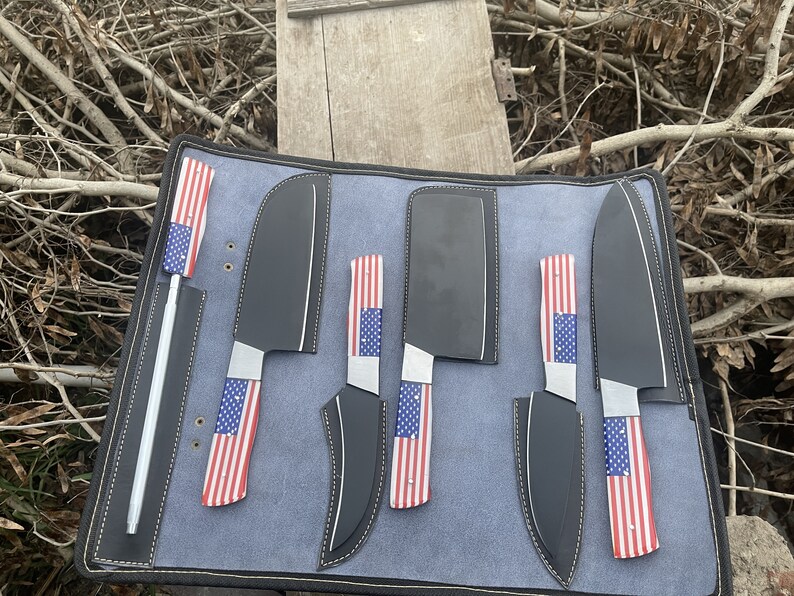 Chef Set American Kitchen knives set USA Flage Beautiful, Anniversary gift