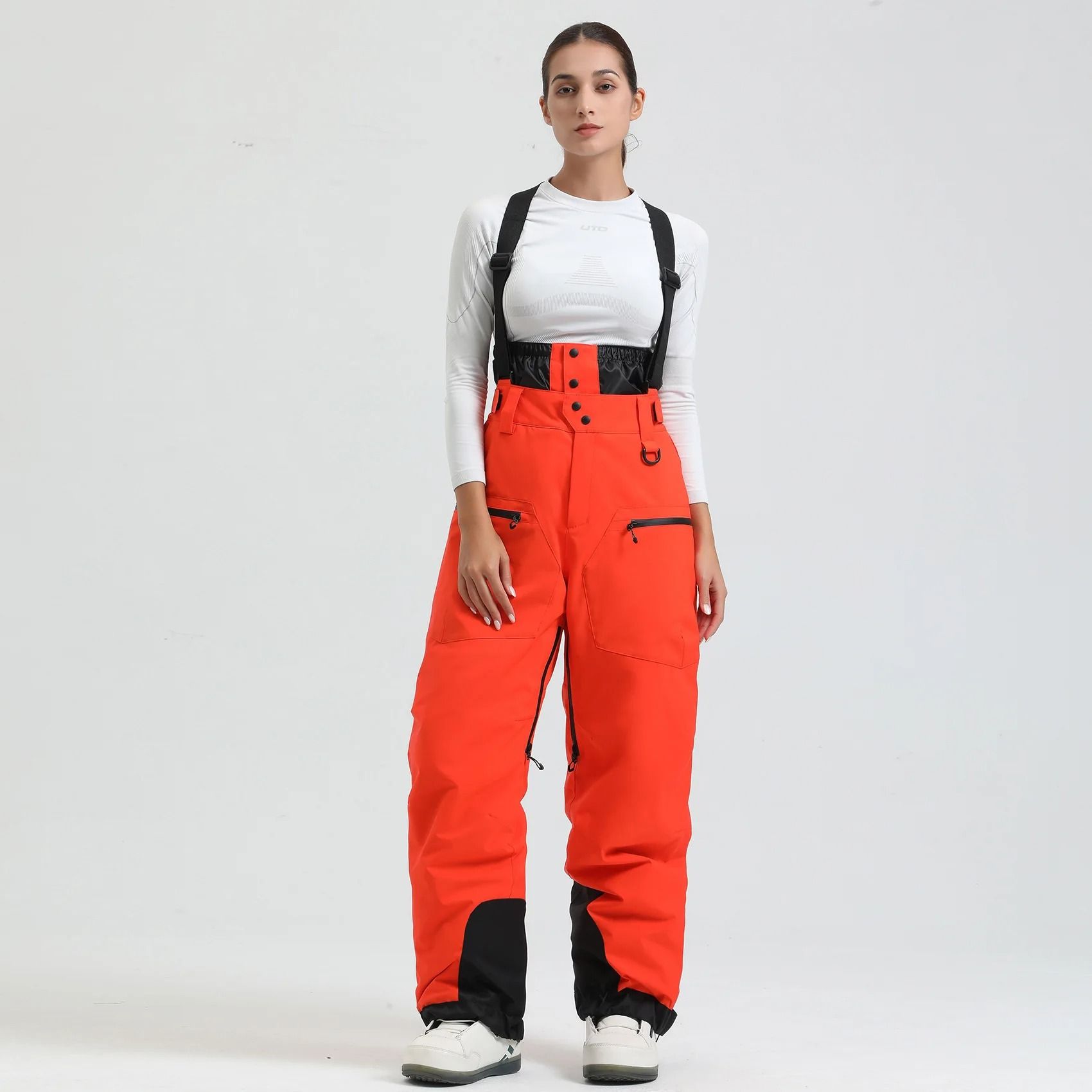 Womens Waterproof Insulated Ski Pants With Suspenders Warm Winter Snowboard Overalls