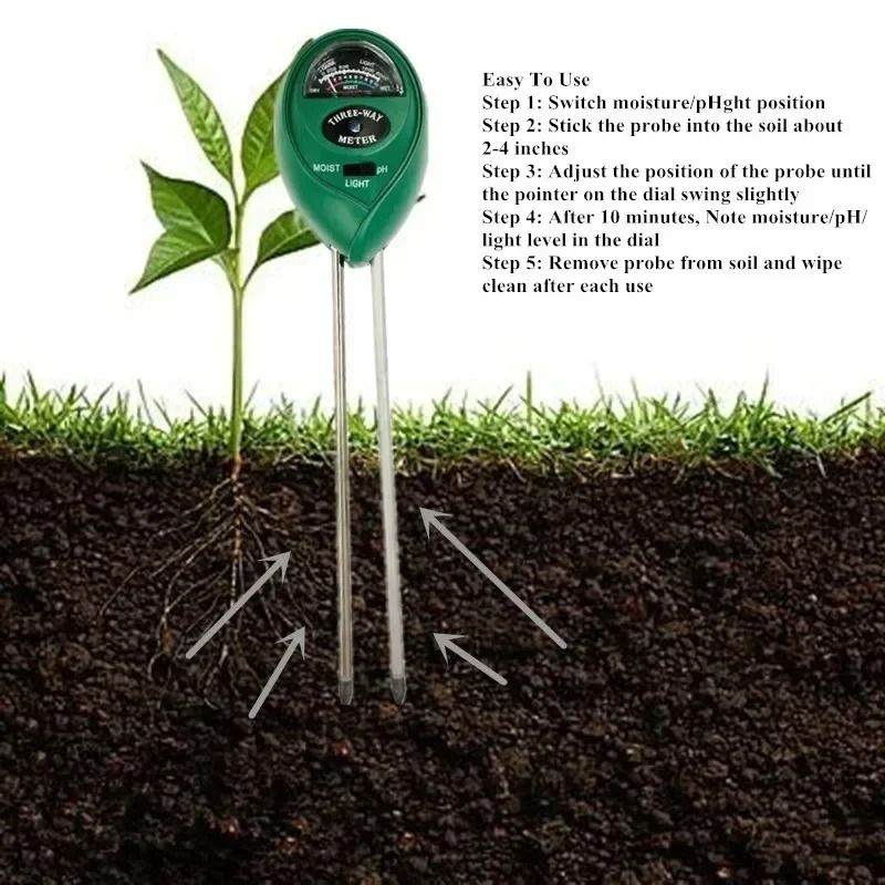 3 in 1 Soil Meter Moisture Light PH Tester