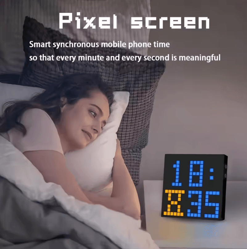LED Pixel Display Night Light – DIY Matrix Panel with Digital Clock & Fun Text