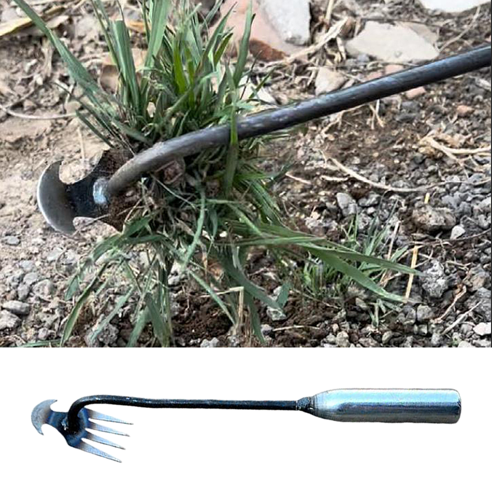 Sturdy V-shaped Fork Gardening Tools, Grass Rooting Loose Soil Rake, Ergonomic Handle Weed Extractor