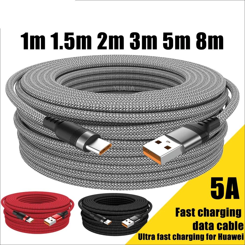 USB Type C Super Fast Charging Cable Long Braided Extension Cord
