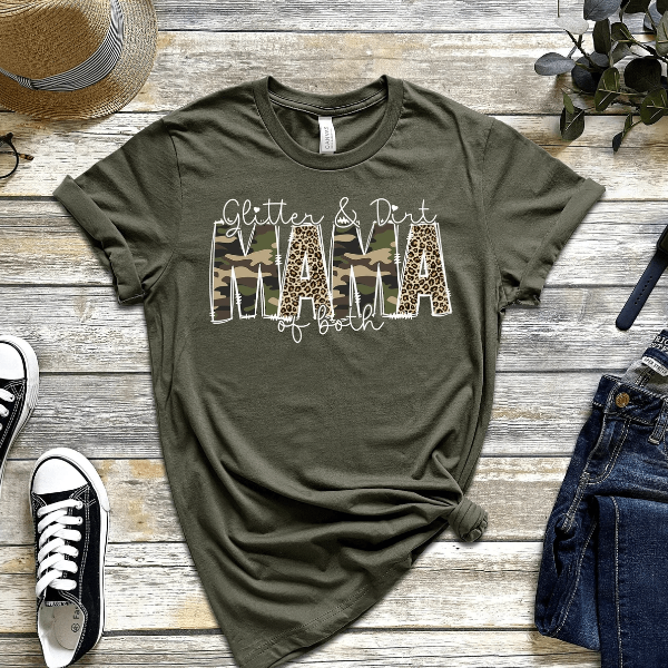 Glitter and Dirt Mama Shirt Leopard Mom Life Tee Boy Mom Girl Mom Gift