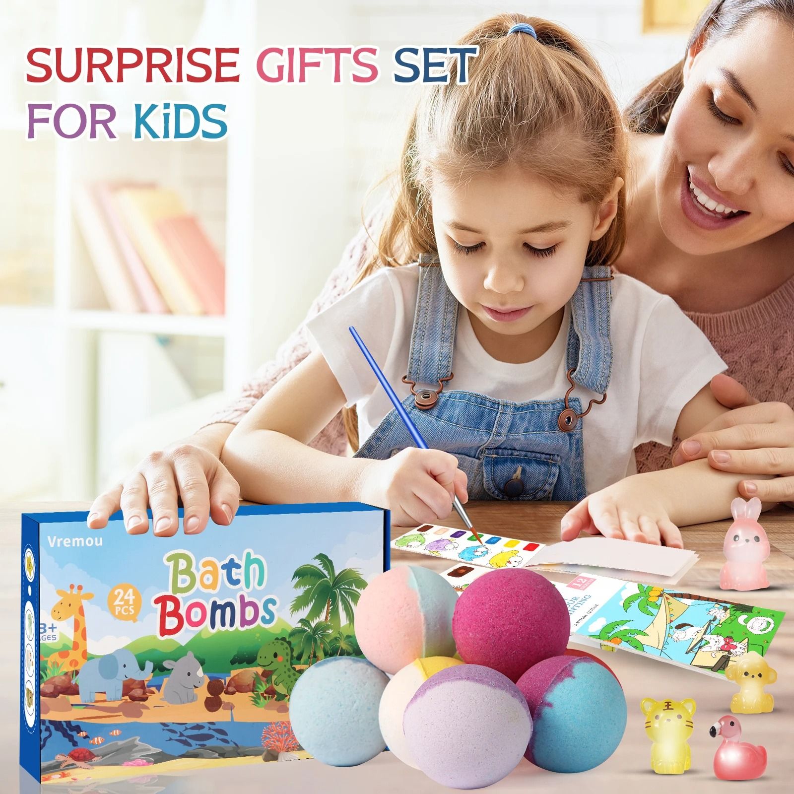 Glow Surprise Kids Bath Bomb Set – 24 Pc Natural Organic Bath Fizzies with Toys Inside