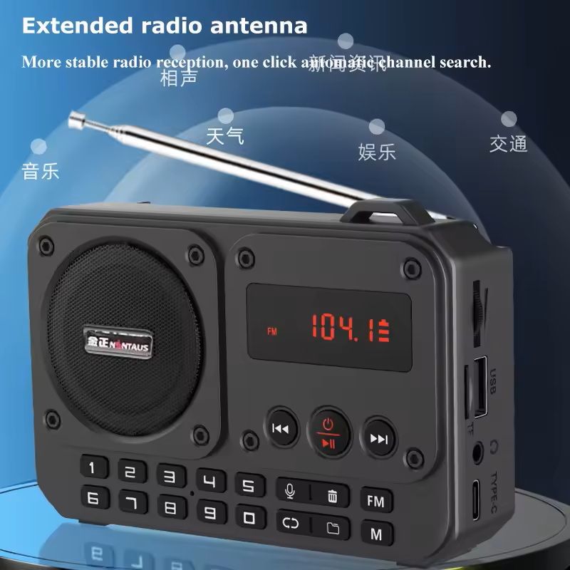 Mini FM Radio with Bluetooth Speaker and LED Display