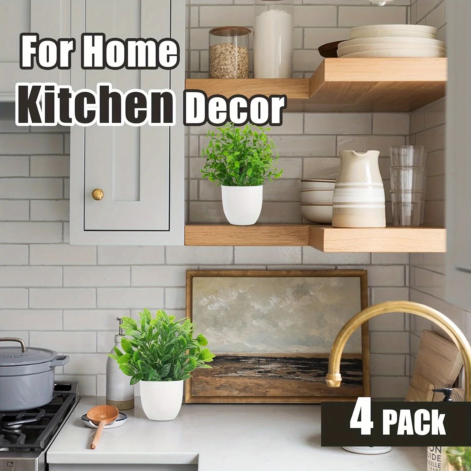 4-Piece Artificial Potted Plants Set – Mini Faux Indoor Greenery Decor for Home & Office