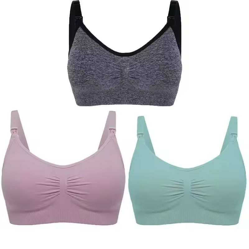 3pcs Maternity Nursing Bras Seamless Cotton Breastfeeding Underwear