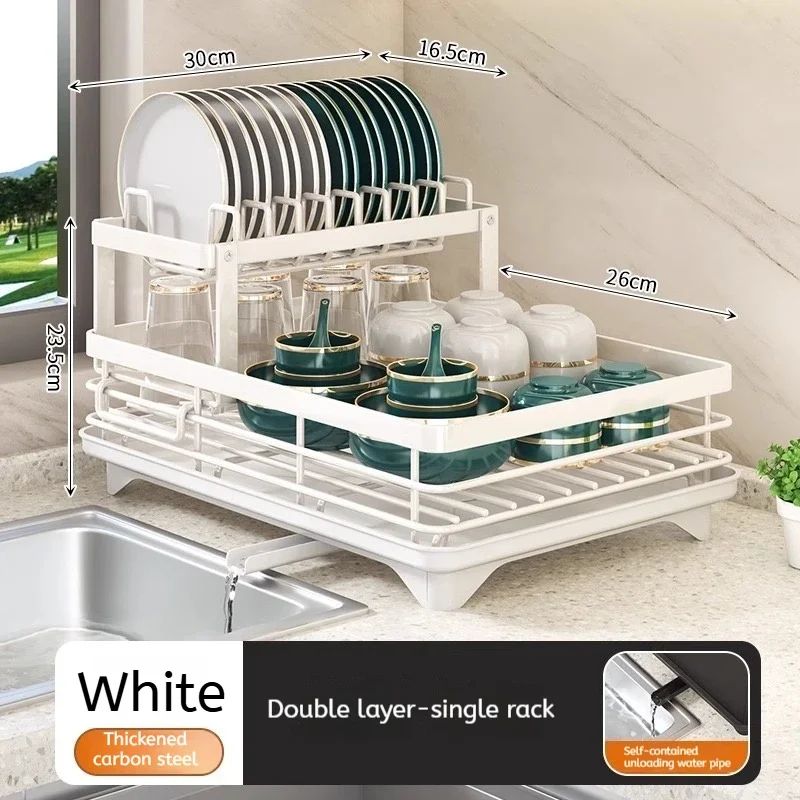 Adjustable Over Sink Dish Drying Rack with Drainboard