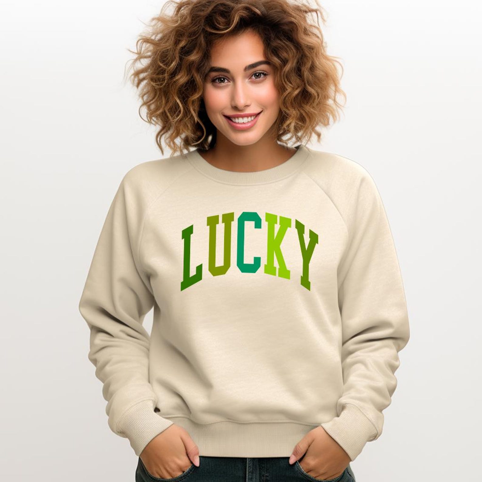 Lucky Shamrock Sweatshirt | Funny St. Patricks Day Irish Clover Crewneck Womens Casual Holiday Pullover