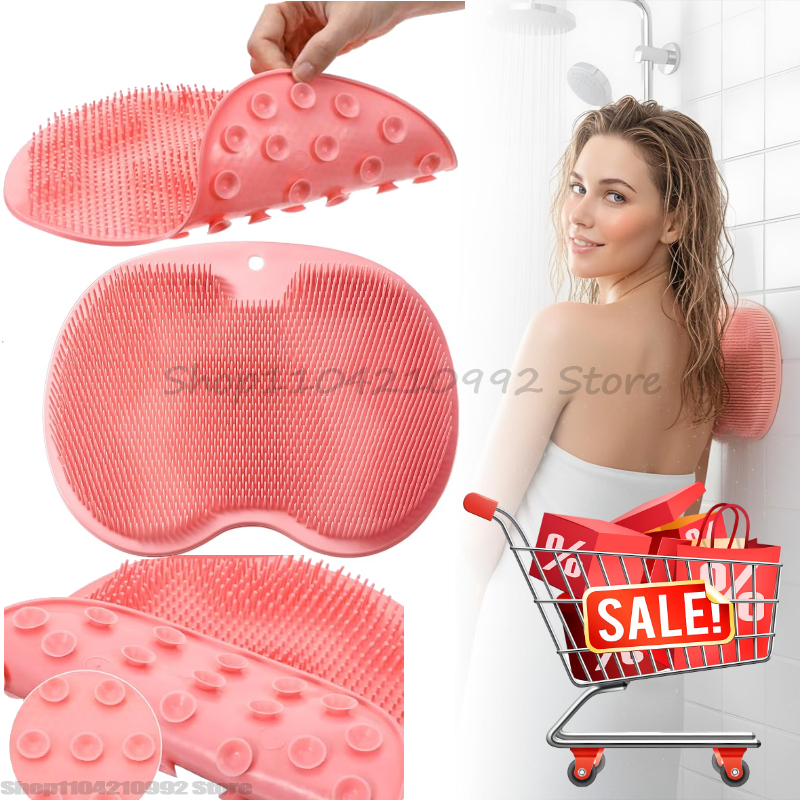 Silicone Massage Shower Mat Non slip Foot Exfoliating Pad with Suckers for Back and Foot Scrubbing