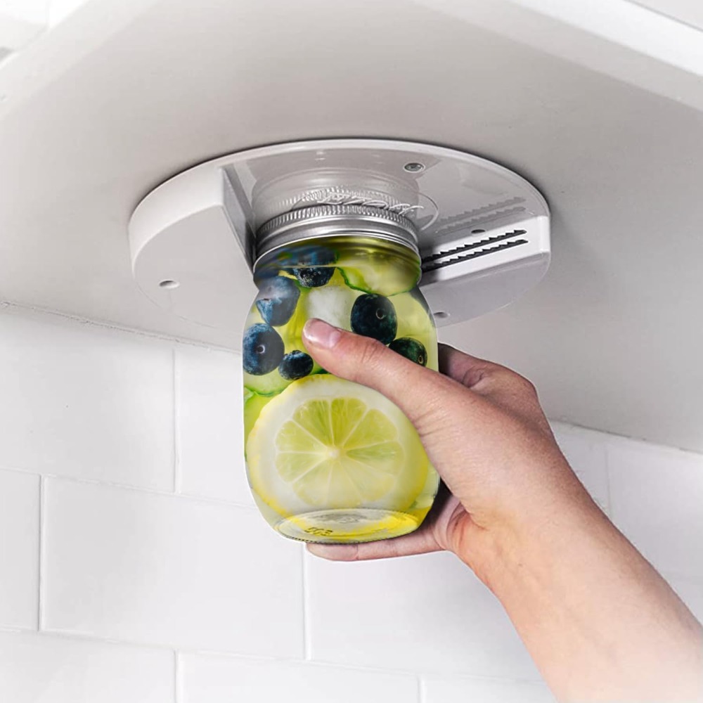 Under Cabinet Jar Opener for Weak Hands Arthritis-Friendly One-Handed Bottle and Jar Opener