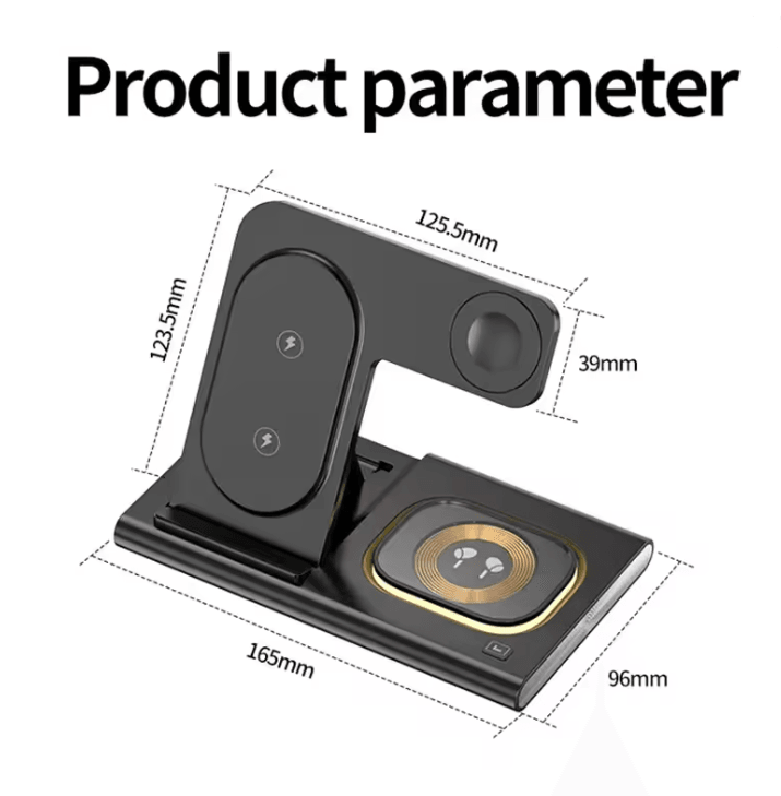 3 in 1 Wireless Charger Station with Foldable LED Phone Stand for Samsung