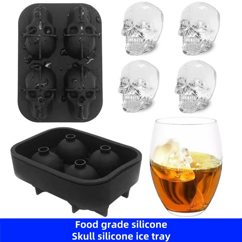 Skull Ice Block Mold, Skull Shape Whiskey Ice Block, Silicone Skull Ice Grid, Creative Ice Model for Bar