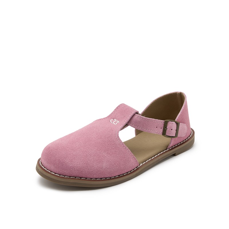 New Retro Women's Sandals Flat-Soled Frosted Leather Hollow Roman Shoes