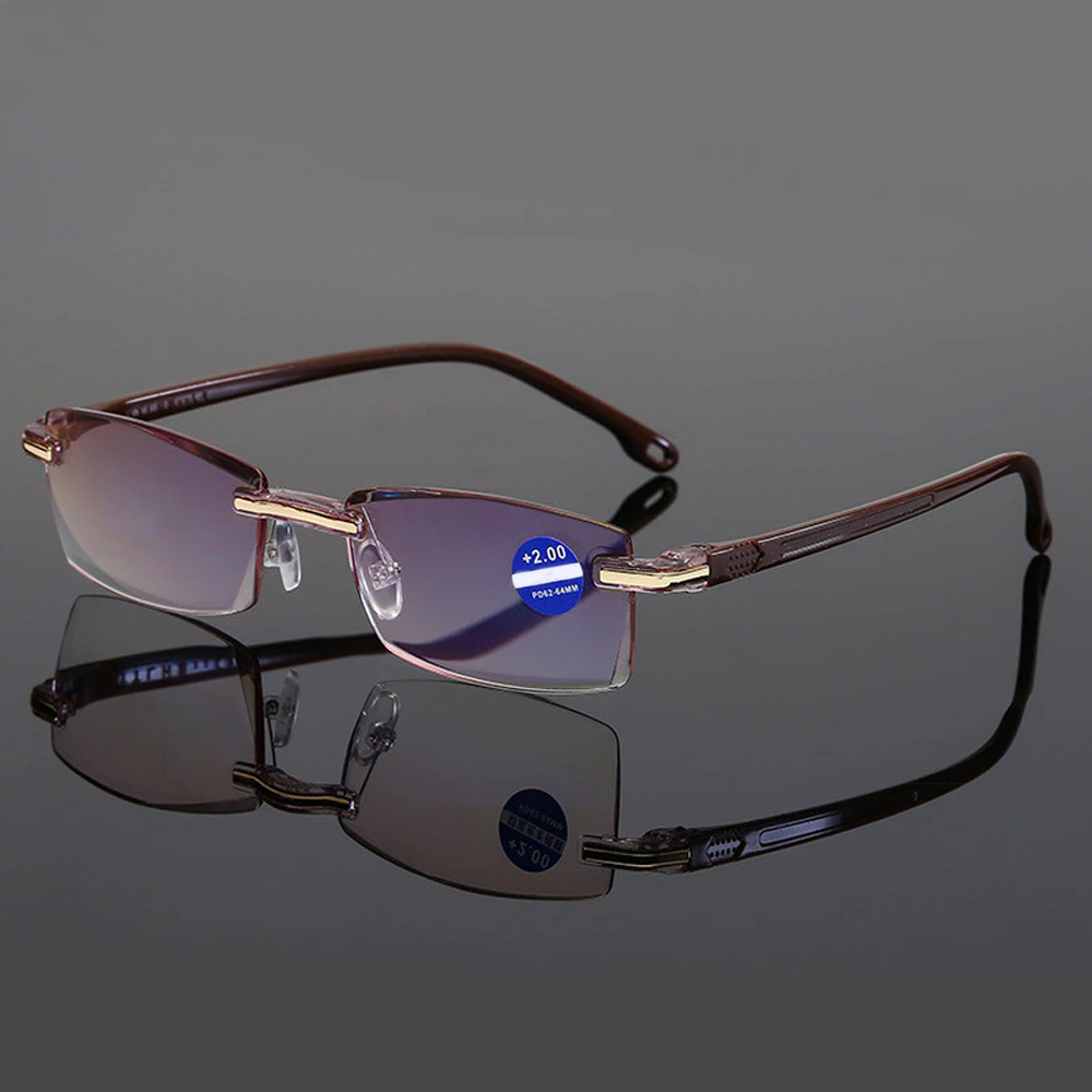 Multifocal Rimless Blue Light Glasses | Presbyopic Anti-Blue Rimless Glasses |Stylish Rimless Blue Light Reading Glasses