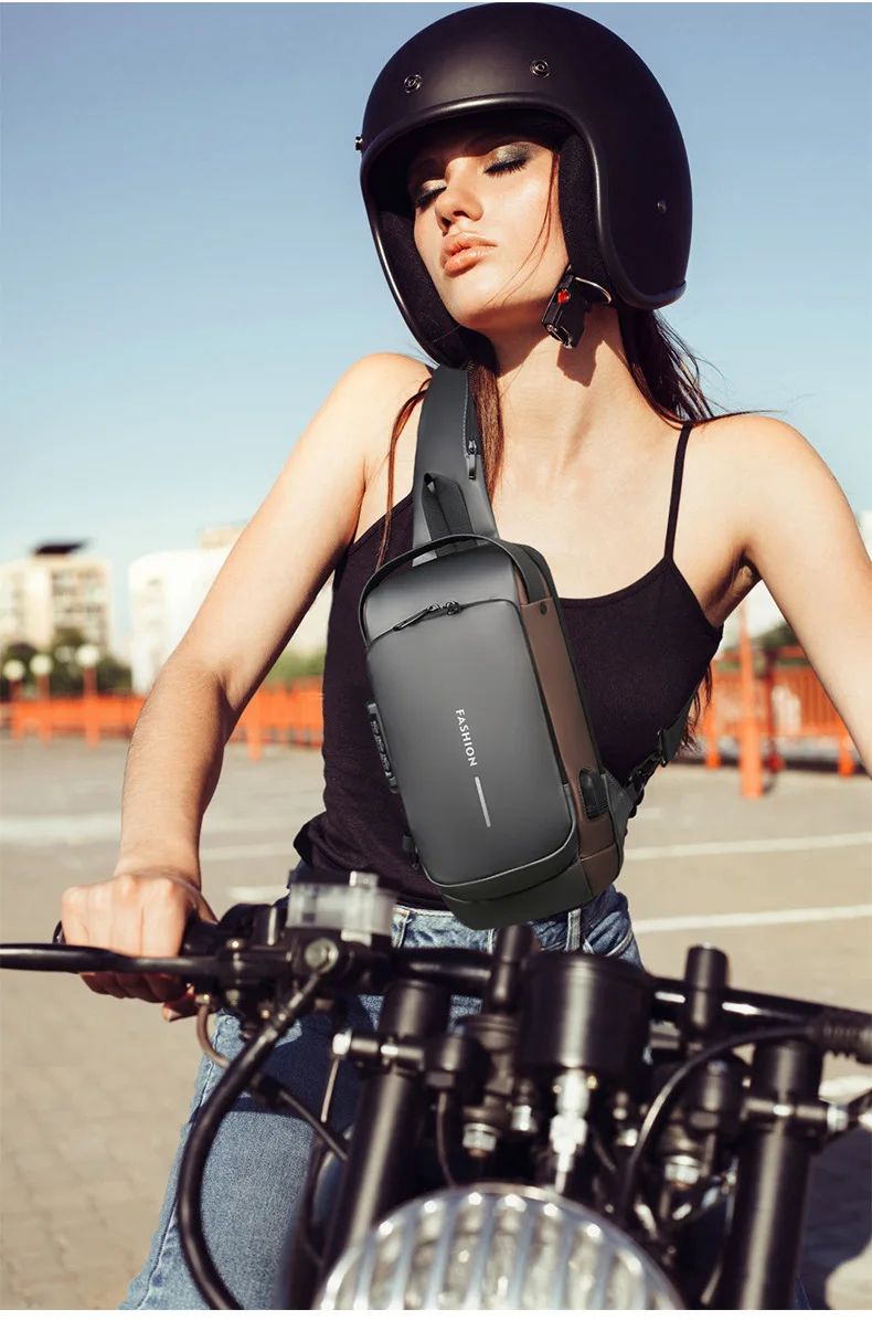 Men PU Leather Anti-Theft Crossbody Chest Bag