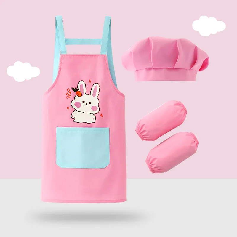 Cartoon Children Bib Apron for Boys and Girls, Waterproof Cooking and Painting Smock