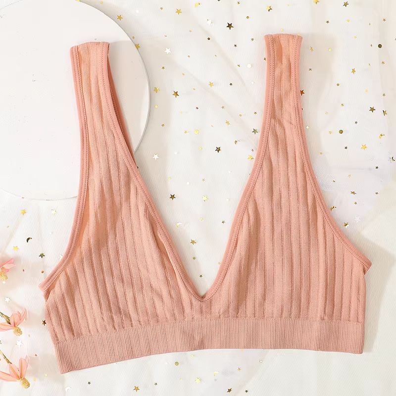 Women's Deep V-Neck Seamless Push-Up Bralette Wireless Lingerie Crop Top