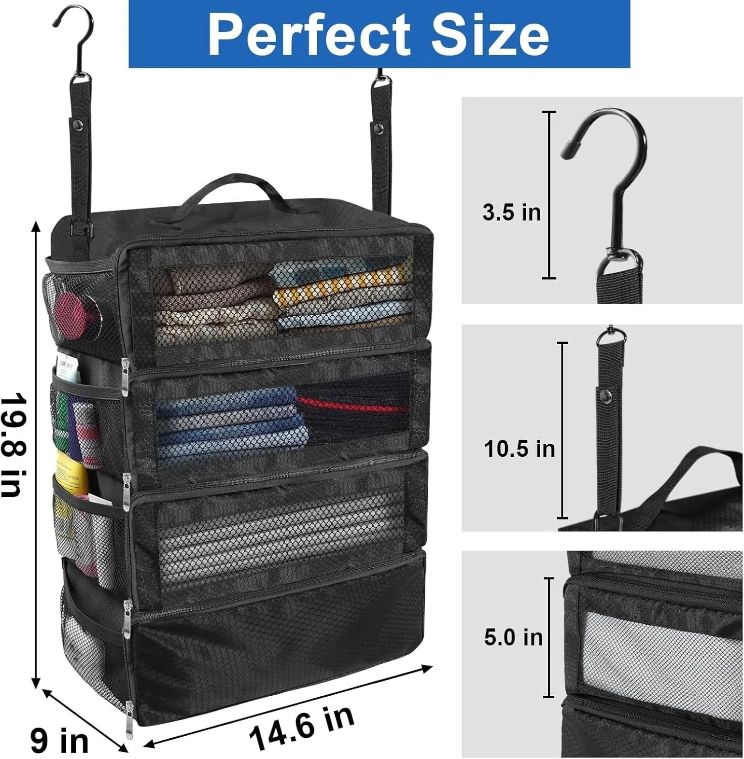 Collapsible Hanging Travel Wardrobe Organizer for Efficient Packing