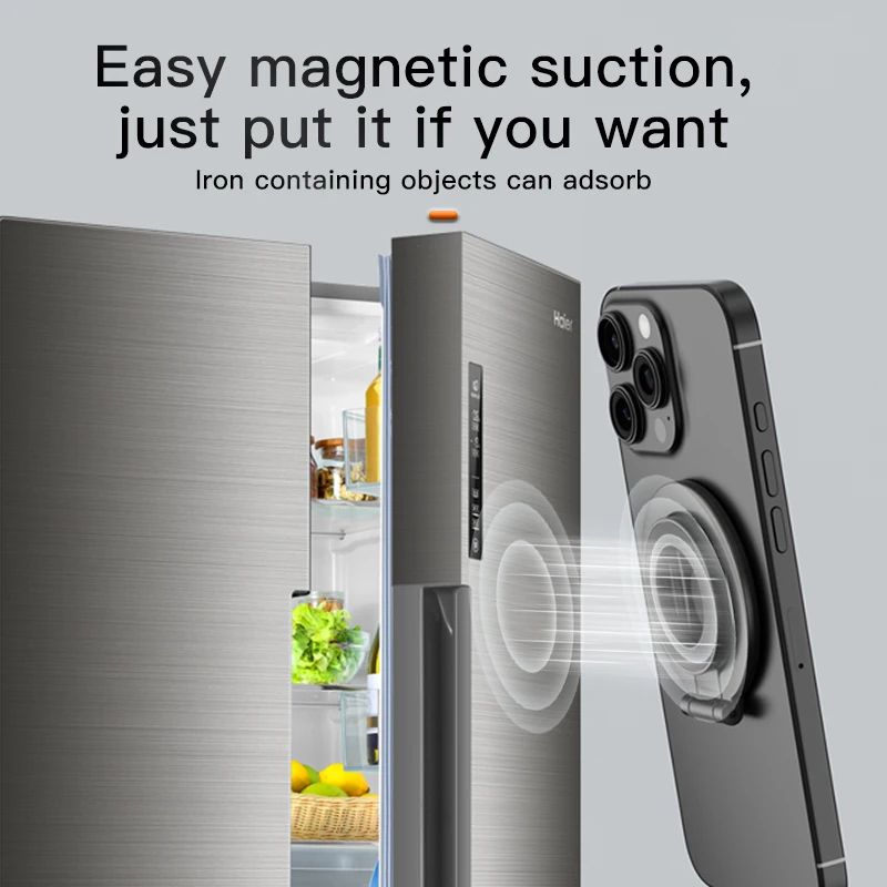 Double-Sided MagSafe Phone Grip Stand – Foldable 360° Rotating Magnetic Ring Holder