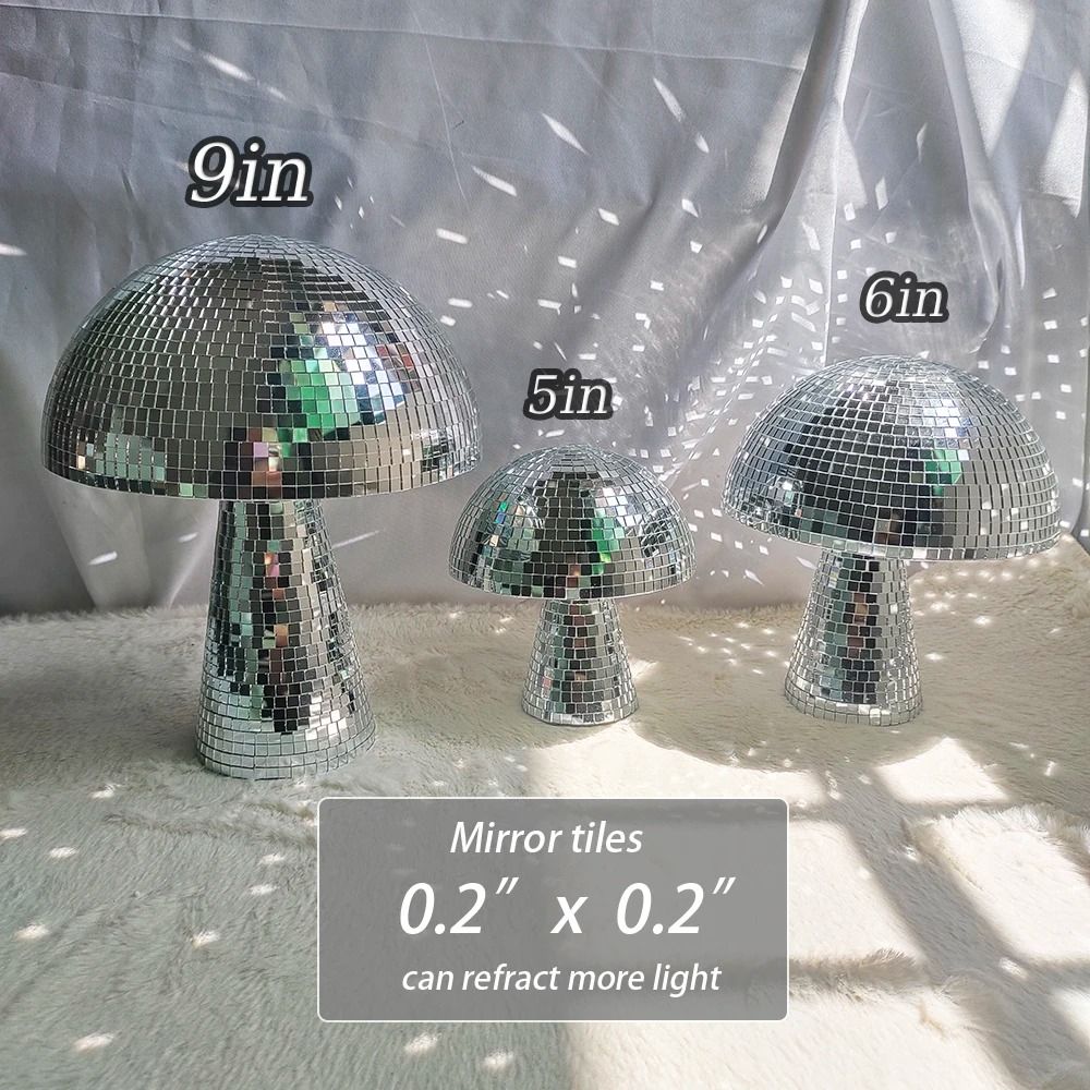 Mushroom Disco Ball Mirror Decor Funky Party Home Accent