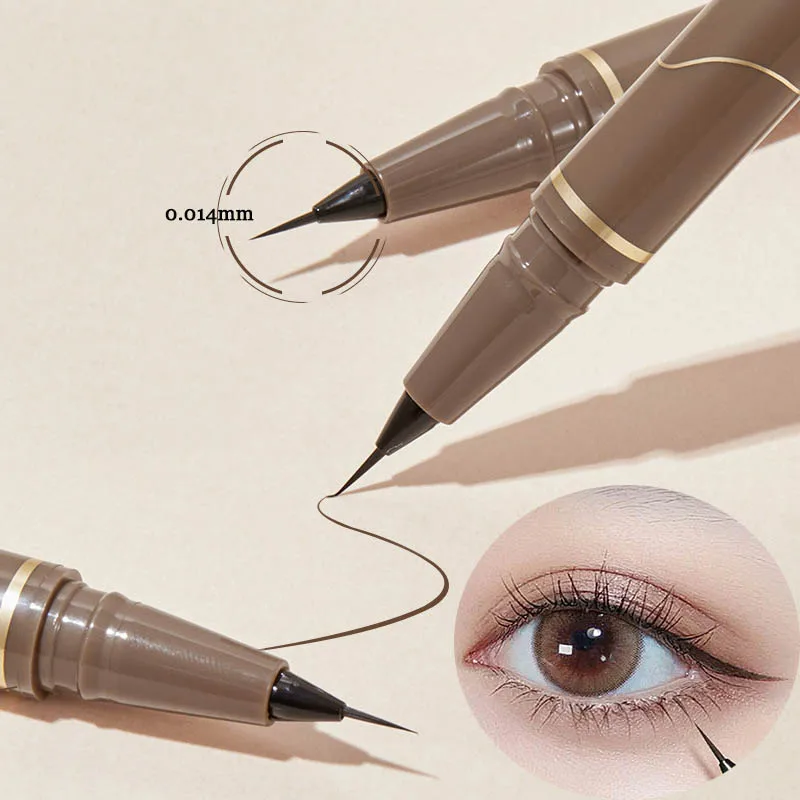 Waterproof Ultra Thin Eyeliner Pen for Lower Eyelash, Black Brown Lying Silkworm Eye Liner Pencil, Smooth & Long-Lasting
