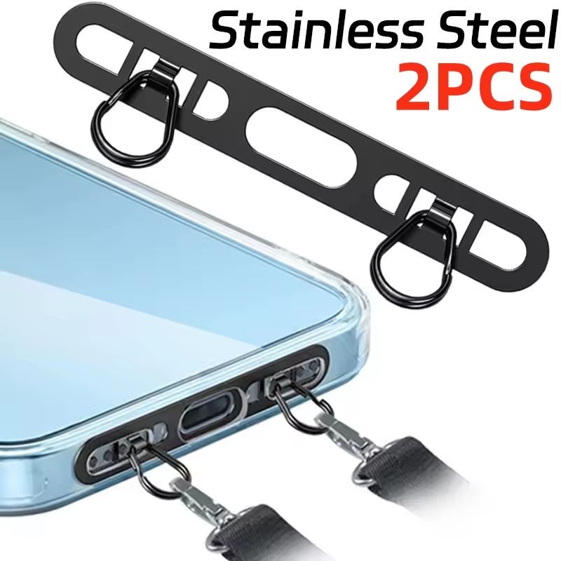 Luxury Stainless Steel Mobile Phone Lanyard Patch Gasket Tether Tab Safety Connector