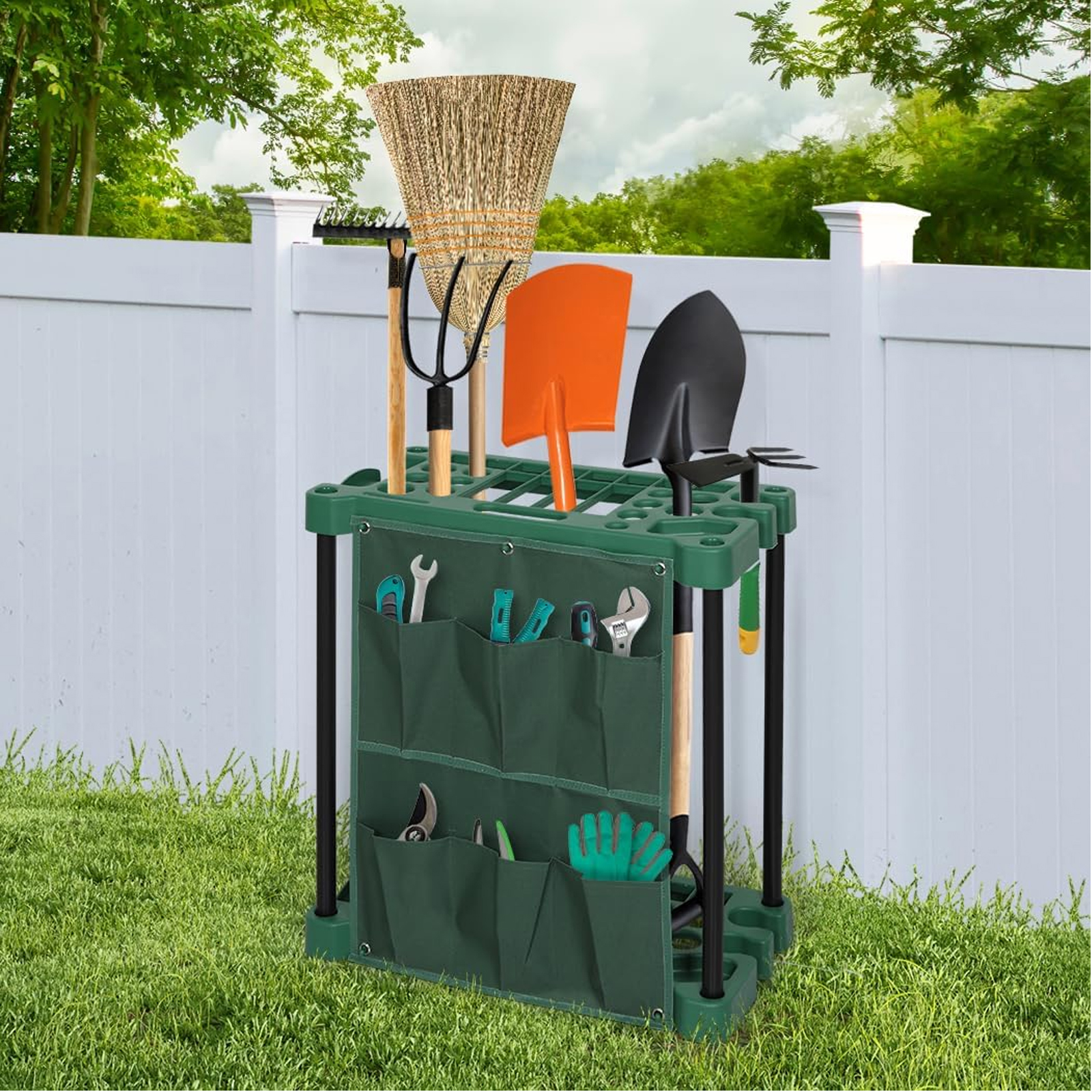 Tool Storage Rack, 33 Compartments, Large Garden Tool Organizer, Lightweight Construction, Farm Tool