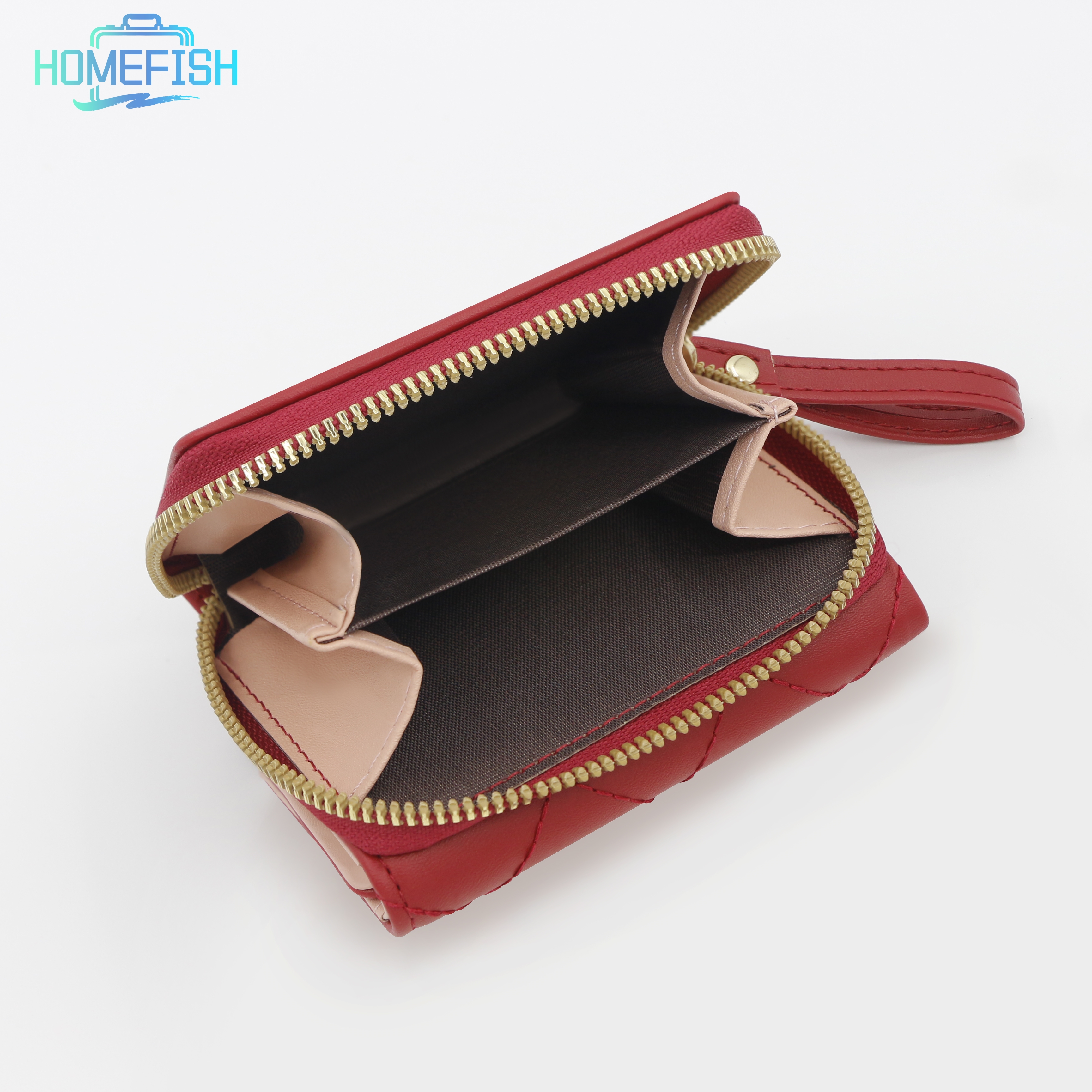 Elegant Embroidered Mini Wallet for Women Compact Zipper Card Holder with Coin Pocket