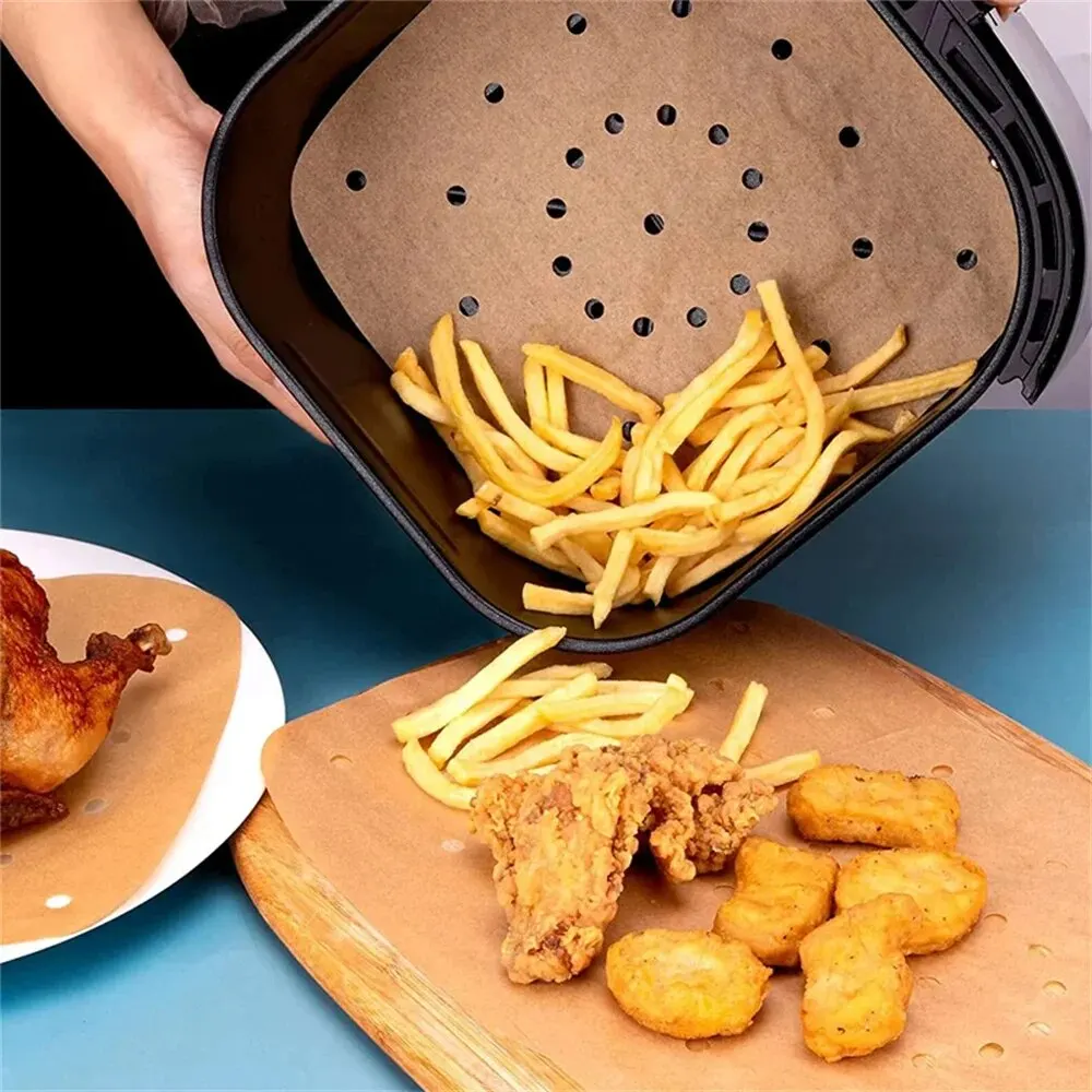 Air Fryer Paper Disposable Steamer Liners, Non-Stick Baking Papers for Kitchen, Oil-Absorbing Steaming Mat