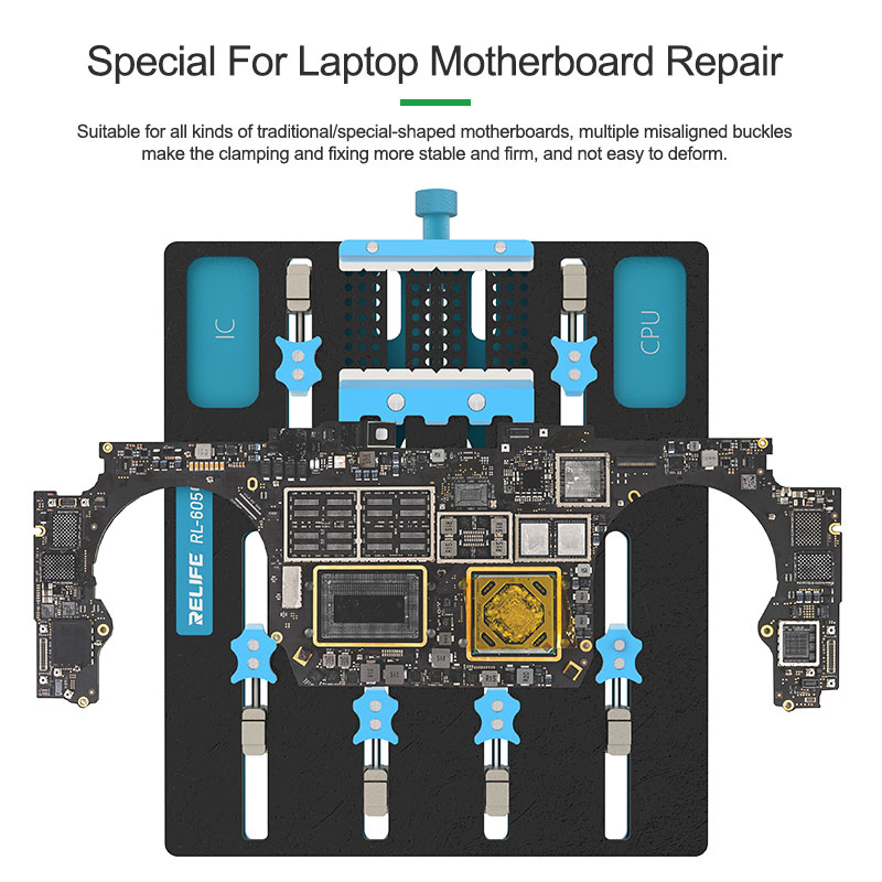 RL-605 Pro Motherboard Repair Station: 360° Rotating Fixture for Laptop Chip Removal, BGA Soldering & Glue Fixing