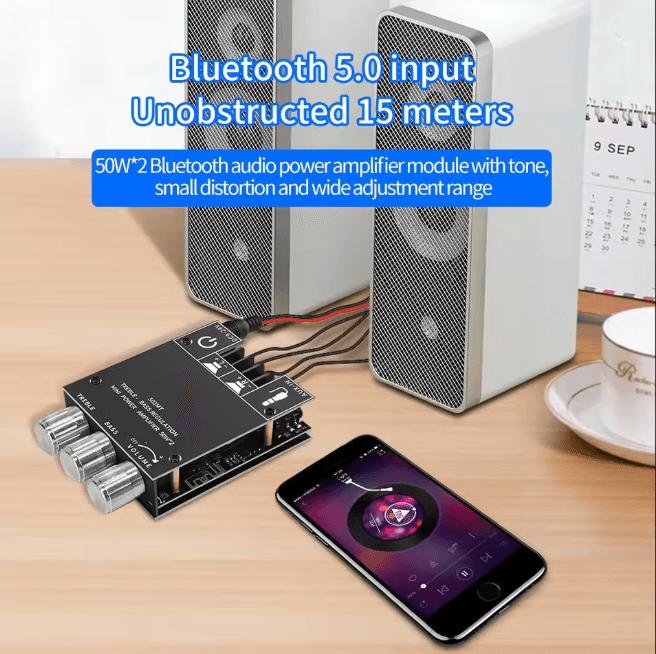 PowerPulse ZK502MT Bluetooth Stereo Amplifier Board 2x50W High Power Audio Amp
