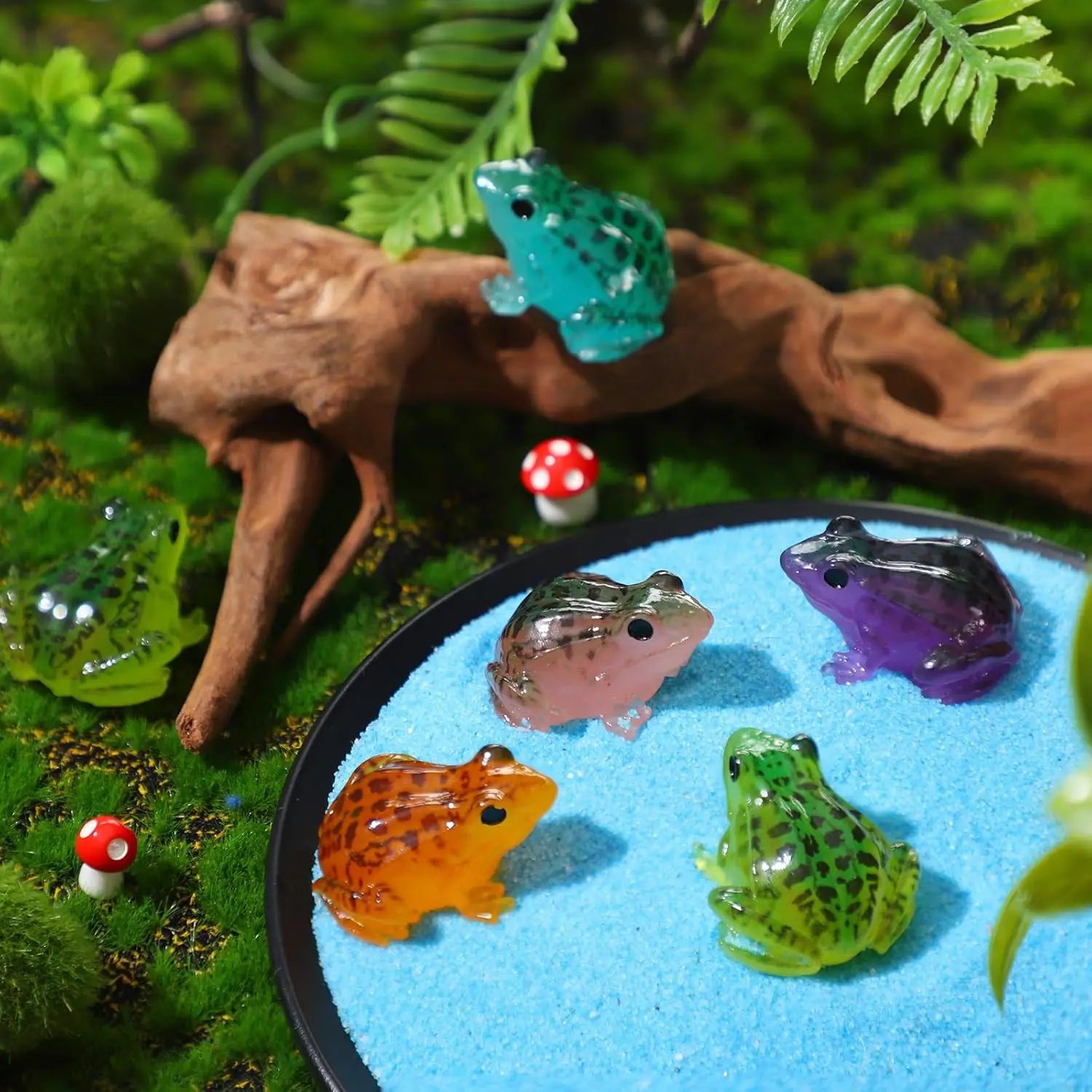 Mini Glow Frog Figurines for Fairy Garden and DIY Miniature Decor