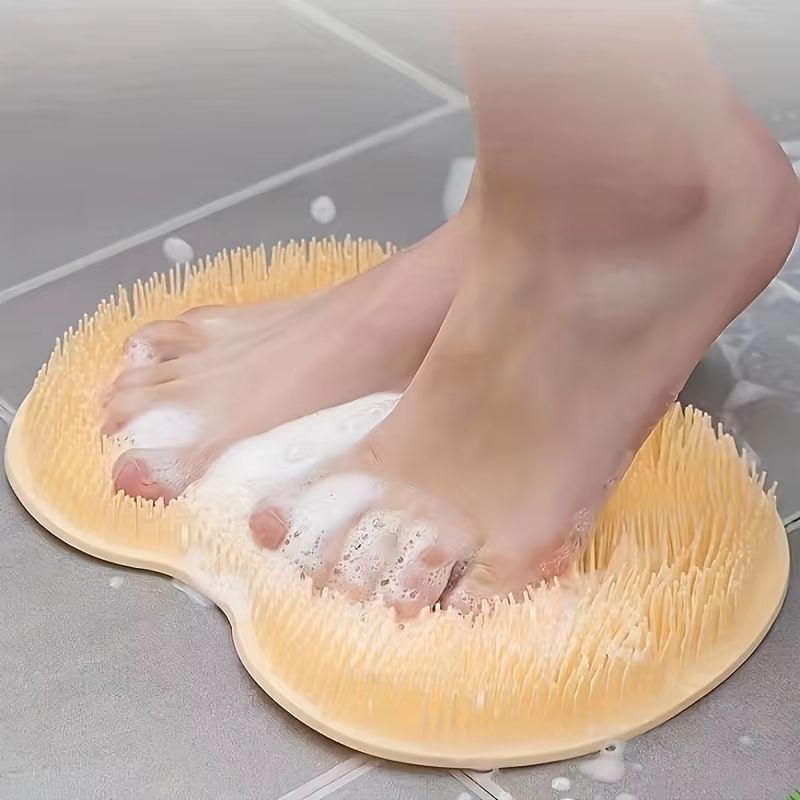 Silicone Foot Scrubber Mat Wall Mounted Shower Back and Foot Massage Cleaner
