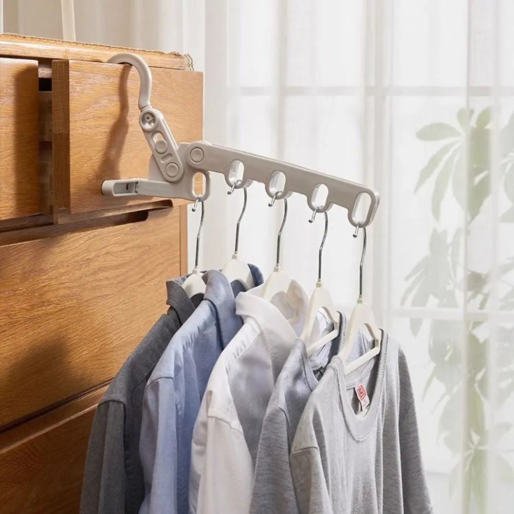 Foldable Travel Clothes Drying Rack with Adjustable Hooks