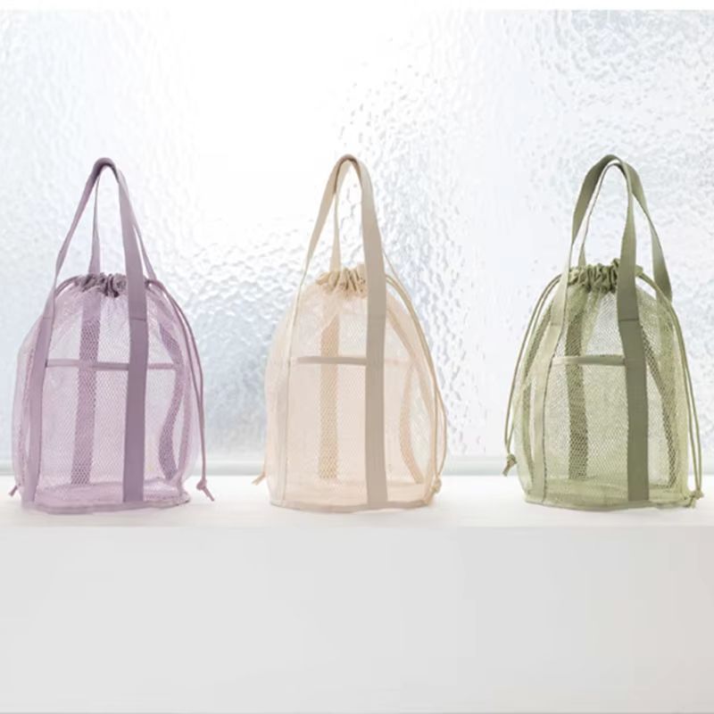 Large Capacity Travel Mesh Cosmetic Bag Set Foldable Organizer Drawstring Pouches