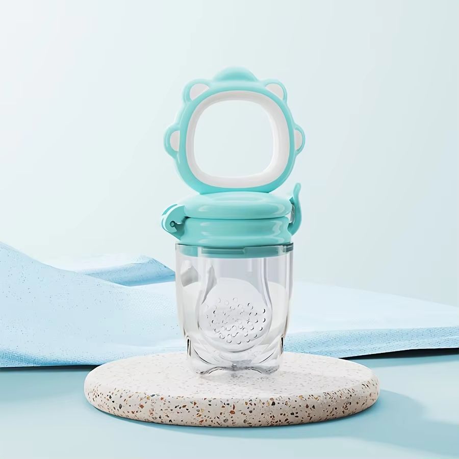 Silicone Baby Fruit & Vegetable Feeder with Mesh Cartoon Lion Design - Safe Self-Feeding & Teething Aid