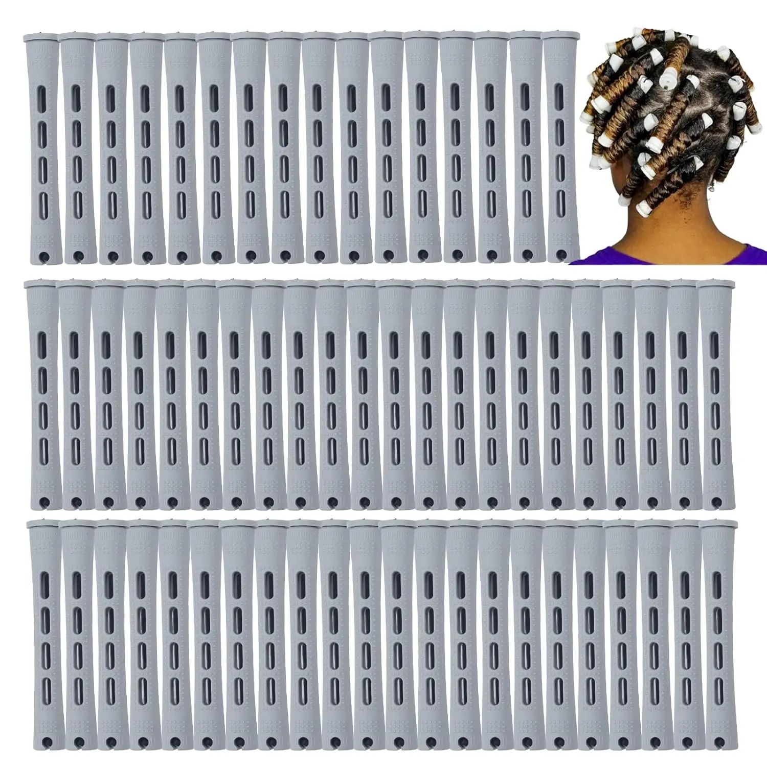 60 Pcs Small Perm Rods – 0.59 Inches Hair Rollers for Natural Hair | Salon Curling Rods for Tight Curls & Waves
