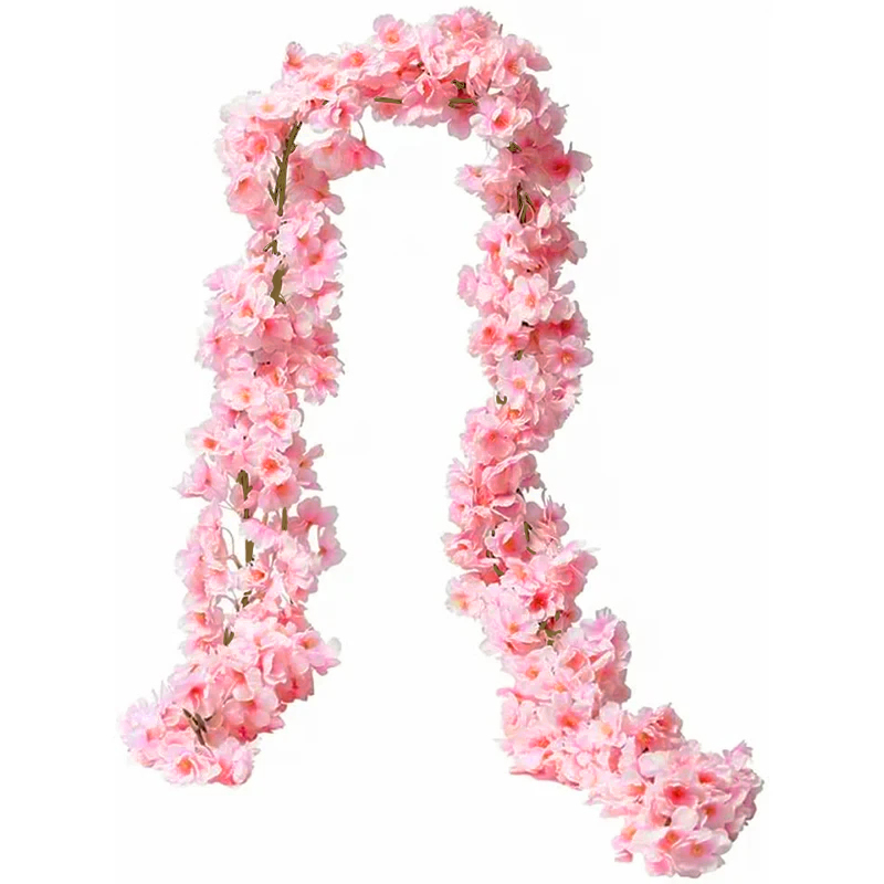 Artificial Sakura Vine Cherry Blossom Garland for Wedding Arch and Event Backdrop Decor