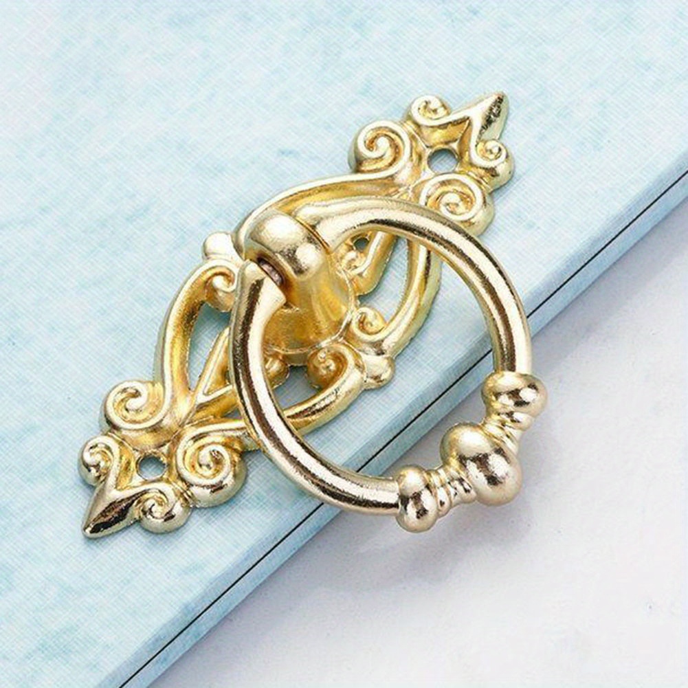 Vintage Cabinet Ring Pull Handles Set Antique Zinc Alloy Drawer Knobs for Furniture Upgrade