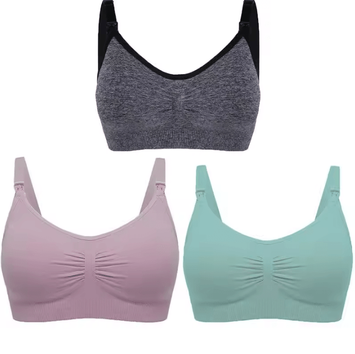 3pcs Maternity Nursing Bras Cotton Seamless Breathable Push Up Bra Set