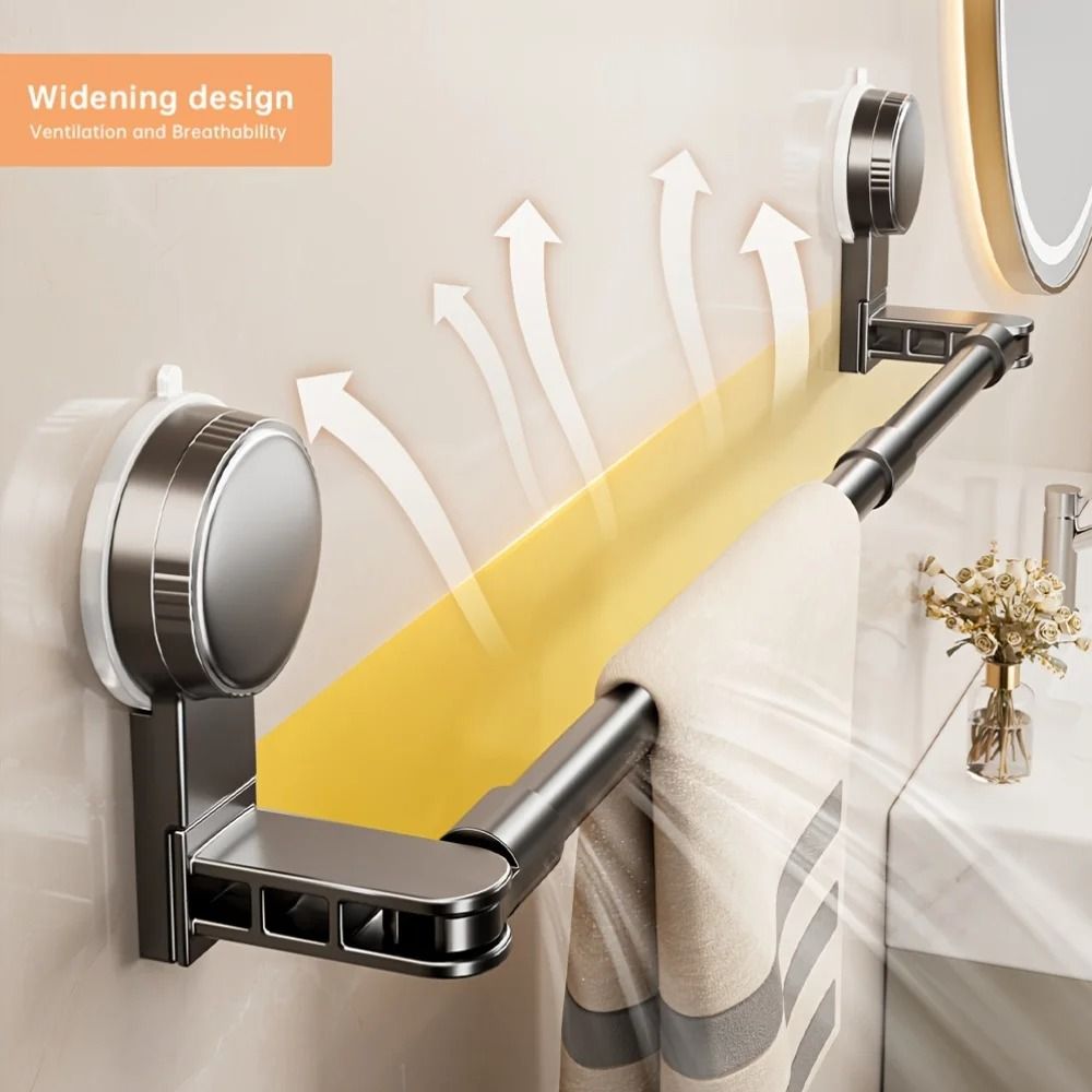Retractable Aluminum Towel and Lid Storage Rack with Suction Mount