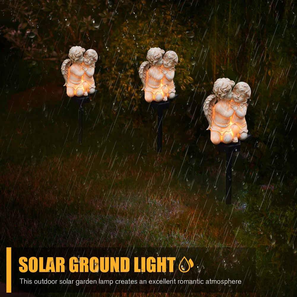 Waterproof Solar Outdoor Lawn Lamp, Resin Angel Decorative Light for Garden, Lawn Decor Yard Ornament