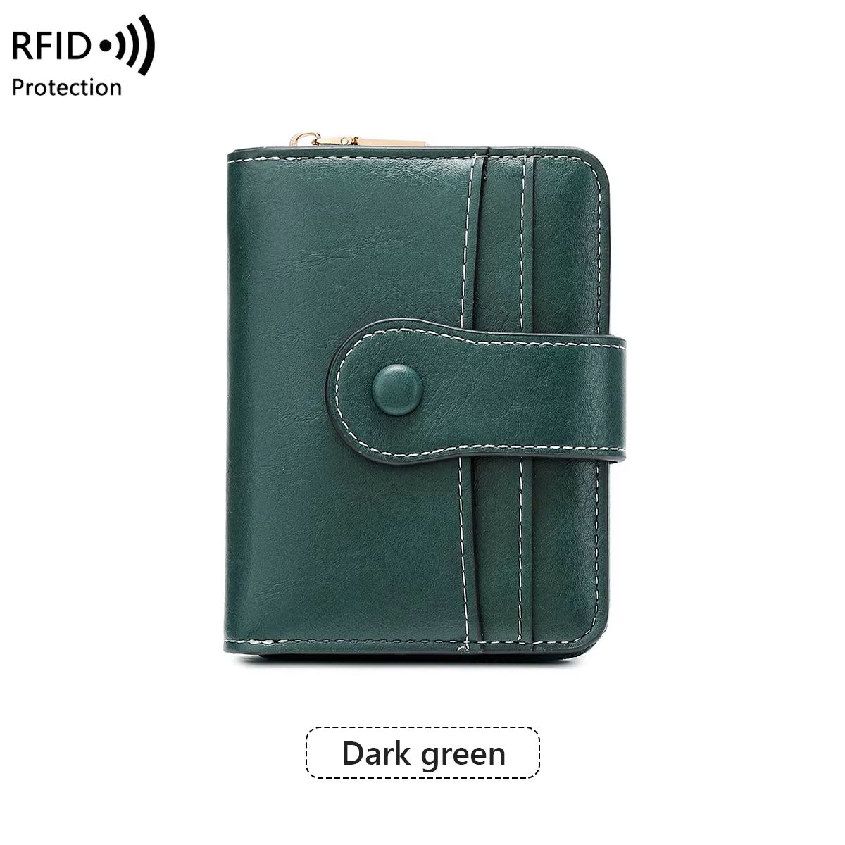 Retro RFID Blocking Women's Multi Card Wallet with Zipper Coin Pocket