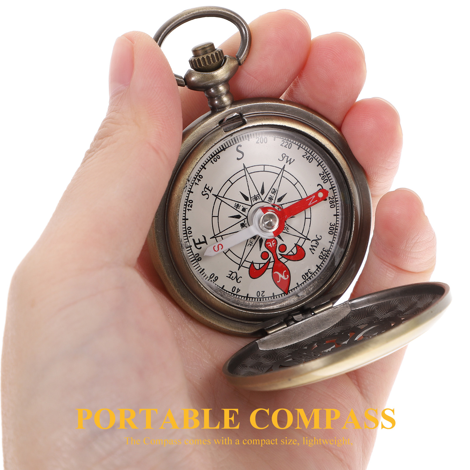 Vintage Pocket Compass  Retro Metal Portable Navigation Tool for Hiking & Camping