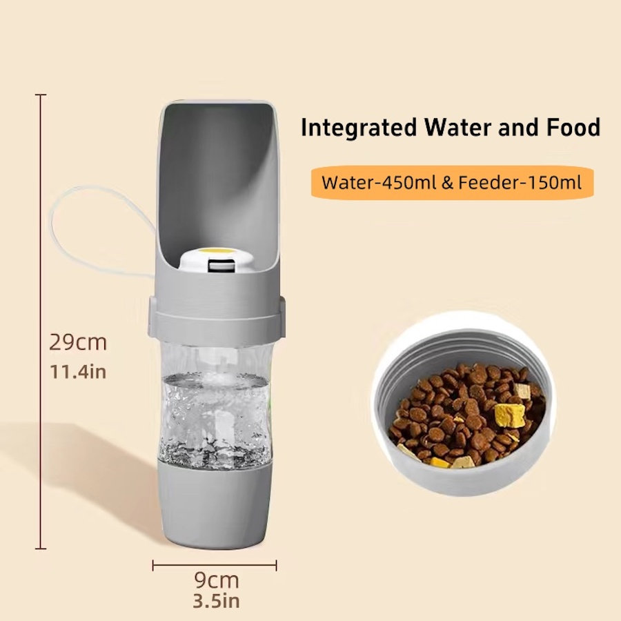 Portable Pet Water Bottle & Food Storage Feeder for Dogs & Cats Travel-Friendly, Outdoor Hydration & Feeding Solution